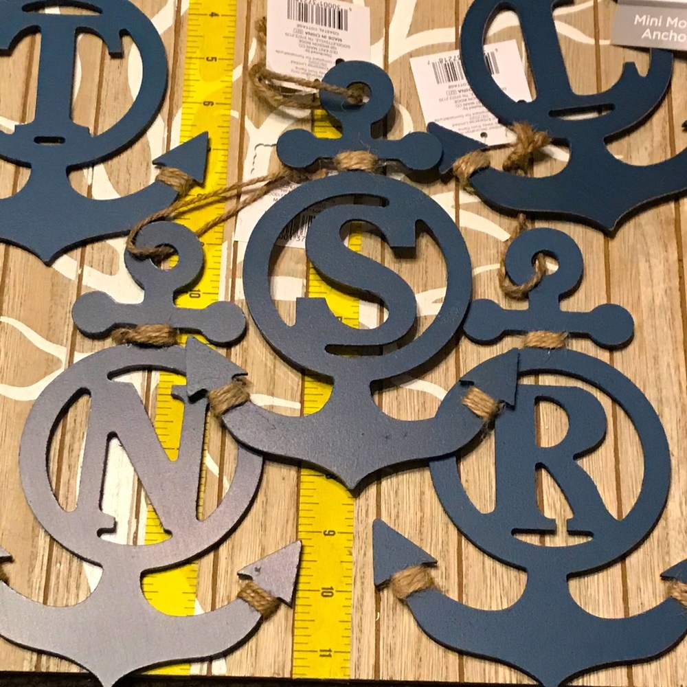 Coastal Cottage Blue Mini Monogram Anchor Decor